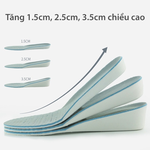Cặp lót giày tăng chiều cao cao su độn đế tăng 1,5-3cm - Loại nguyên bàn chân - L13