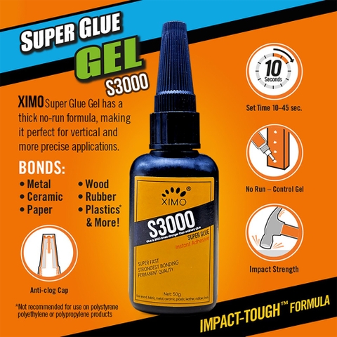 Keo dán đa năng S3000 XIMO dán tất cả vật liệu gỗ, vải, gốm, sứ, sắt, nhôm, nhựa an toàn da tay