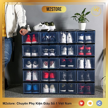 Hộp đựng giày cao cấp nhựa cứng PP có khả năng tháo lắp gấp rời tiện dụng HDG06