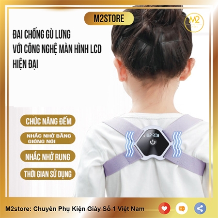 Đai chống gù lưng màn hình LCD điện tử thông minh báo rung và cảnh báo bằng giọng nói Nhật Bản XIMO DCGL03