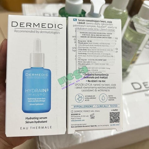 Serum Cấp Ẩm Dermedic HYDRAIN3 HIALURO 30ml [Chính Hãng]