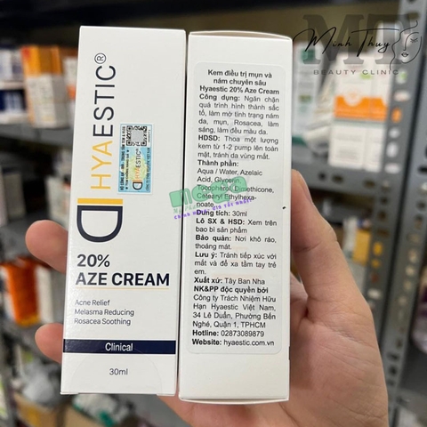 Hyaestic 20% AZE Cream - Giải pháp điều trị mụn và nám chuyên sâu