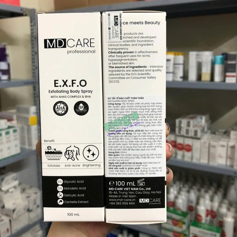MD CARE E.X.F.O Exfoliating Body Spray 100ml - Xịt Tẩy Tế Bào Chết Toàn Thân