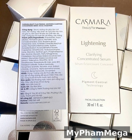 CASMARA Lightening Clarifying Concentrated Serum 30ml - Tinh Chất Trắng Da, Mờ Thâm Nám [Chính Hãng]