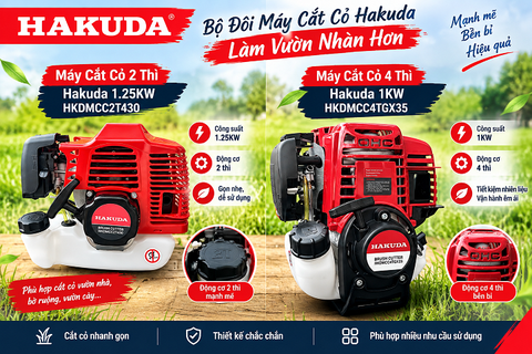 Nên Chọn Máy Cắt Cỏ 2 Thì Hay 4 Thì Hakuda? Khám Phá Bộ Đôi HKDMCC2T430 & HKDMCC4TGX35