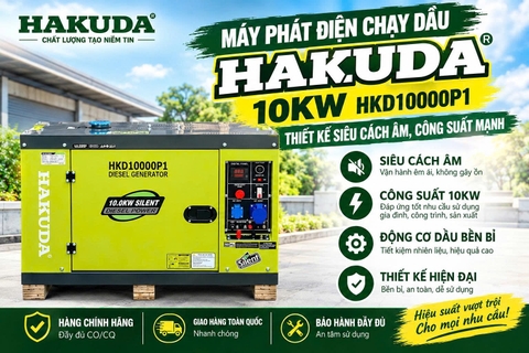 Máy Phát Điện Chạy Dầu Hakuda 10KW HKD10000P1 – Thiết Kế Siêu Cách Âm, Công Suất Mạnh