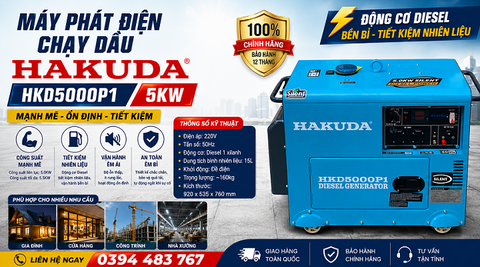 Đánh Giá Máy Phát Điện Chạy Dầu 5KW Hakuda HKD5000P1: Giải Pháp Năng Lượng Hoàn Hảo Cho Gia Đình & Kinh Doanh