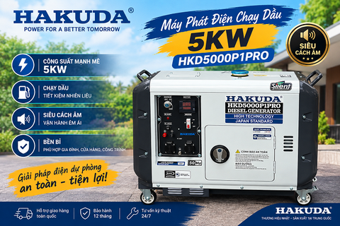 HAKUDA HKD5000P1PRO 5KW – Máy Phát Điện Chạy Dầu Siêu Cách Âm, Êm Ái Cho Không Gian Sống