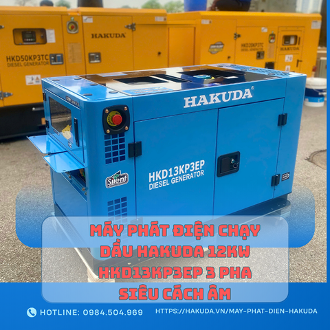 Máy Phát Điện Chạy Dầu Hakuda 12KW HKD13KP3EP 3 Pha Siêu Cách Âm: Công Nghệ Mới Tích Hợp Điện 1 Pha & 3 Pha