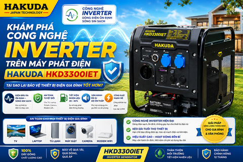 Khám Phá Công Nghệ Inverter Trên Máy Phát Điện Hakuda HKD3300IET: Tại Sao Lại Bảo Vệ Thiết Bị Điện Gia Đình Tốt Hơn?