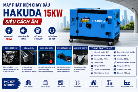 Dự Án Bàn Giao 2 Máy Phát Điện Hakuda 15KW HKD15KP1 Cho Ngân Hàng VietinBank Phú Thọ