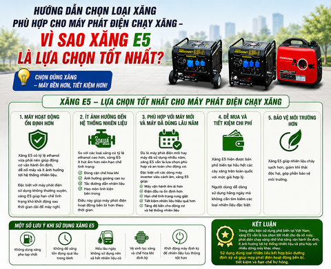 Hướng Dẫn Chọn Loại Xăng Phù Hợp Cho Máy Phát Điện Chạy Xăng