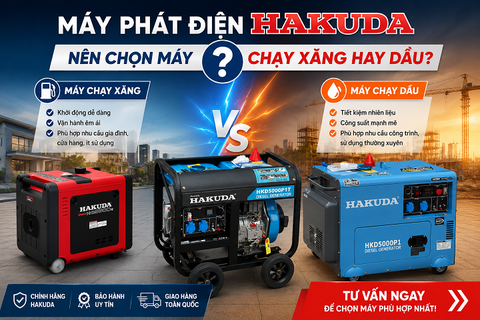 Máy Phát Điện Hakuda: Nên Chọn Máy Chạy Xăng Hay Chạy Dầu?