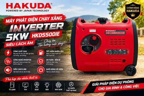 Top Máy Phát Điện 5KW Cho Gia Đình: Review Chi Tiết Hakuda HKD5500IE Inverter Siêu Cách Âm New