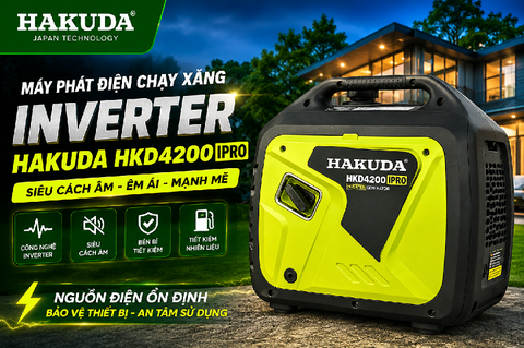 Hakuda HKD4200IPRO 4.2KW Inverter – Máy Phát Điện Gia Đình Êm Ái, Bền Bỉ