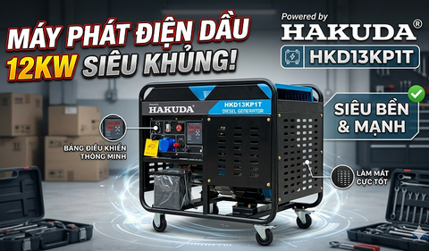 Máy Phát Điện Chạy Dầu 12KW Hakuda HKD13KP1T: Giải Pháp Năng Lượng Mạnh Mẽ & Tiết Kiệm