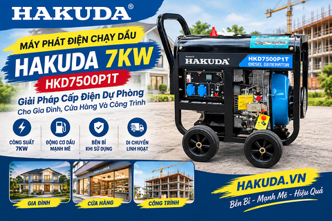 Máy Phát Điện Chạy Dầu Hakuda 7KW HKD7500P1T – Giải Pháp Cấp Điện Dự Phòng Cho Gia Đình, Cửa Hàng Và Công Trình