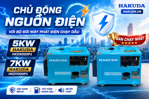 So Sánh Máy Phát Điện Chạy Dầu Hakuda 5KW (HKD5000P1) & 7KW (HKD7000P1): Lựa Chọn Nào Tối Ưu Cho Gia Đình Và Kinh Doanh?