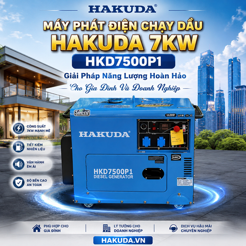 Máy Phát Điện Chạy Dầu Hakuda 7KW HKD7500P1 – Giải Pháp Năng Lượng Hoàn Hảo Cho Gia Đình Và Doanh Nghiệp