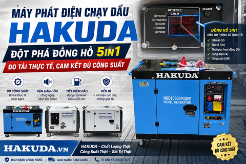 Máy Phát Điện Chạy Dầu Hakuda: Đột Phá Đồng Hồ 5in1 Đo Tải Thực Tế, Cam Kết Đủ Công Suất