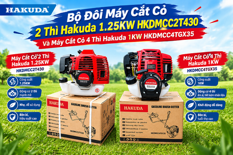 Bộ Đôi Máy Cắt Cỏ 2 Thì Hakuda 1.25KW HKDMCC2T430 Và Máy Cắt Cỏ 4 Thì Hakuda 1KW HKDMCC4TGX35
