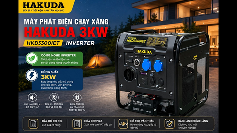 Máy Phát Điện Chạy Xăng Inverter 3KW Hakuda HKD3300IET – Giải Pháp Điện Dự Phòng Tiết Kiệm, Êm Ái Và Hiện Đại