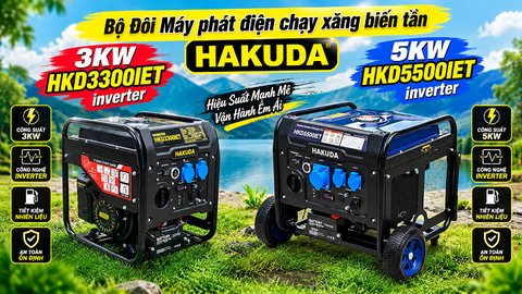Giải Pháp Điện Sạch & Tiết Kiệm: Bộ Đôi Máy Phát Điện Biến Tần HAKUDA 3KW & 5KW Inverter