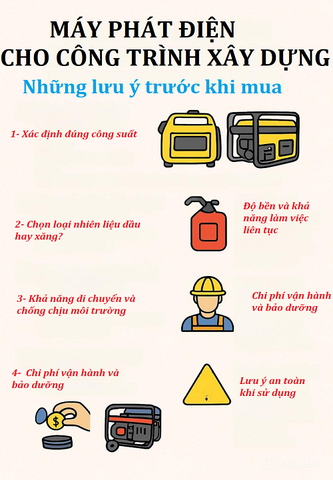 Máy Phát Điện Cho Công Trình Xây Dựng: Những Lưu Ý Trước Khi mua