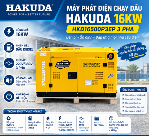 Đánh Giá Máy Phát Điện HAKUDA HKD16500P3EP 16KW 3 Pha Chạy Dầu Diesel