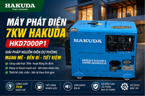 Máy Phát Điện 7KW Hakuda HKD7000P1 – Giải Pháp Nguồn Điện Dự Phòng Mạnh Mẽ, Tiết Kiệm Và Bền Bỉ