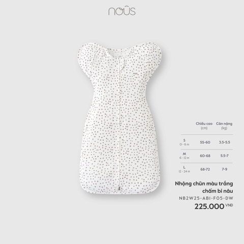 Nous Nhộng chũn màu trắng chấm bi nâu (S,M,L)