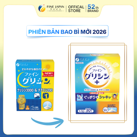 THỰC PHẨM BẢO VỆ SỨC KHỎE GLYCINE3000 & THEANINE200 FINE JAPAN HỘP 30 THANH