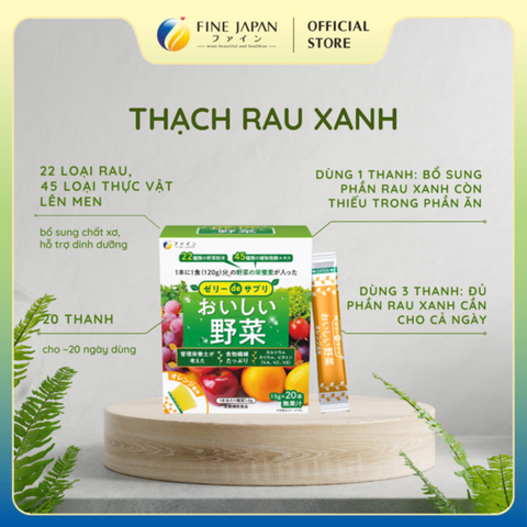 Thạch rau củ & hoa quả Delicious Veggie Jelly FINE JAPAN hộp 20 thanh