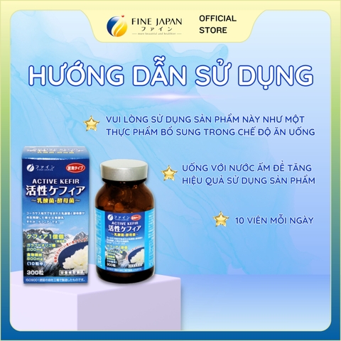 Viên uống nấm men Active Kefir FINE JAPAN cải thiện hệ vi sinh đường ruột và tăng cường miễn dịch lọ 300 viên