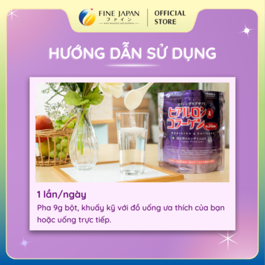 Bột uống Hyaluron & Collagen + Ubiquinol Platinum Cao Cấp FINE JAPAN hạn chế lão hóa da gói 240gr