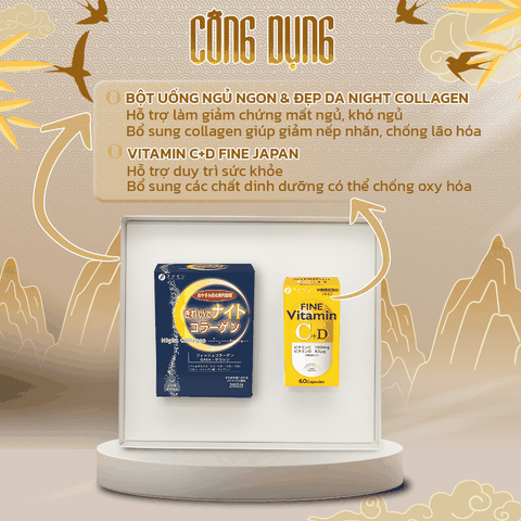 [Hộp quà Tết 2025] FUJI TẾT ĐỦ ĐẦY Fine Japan cho người phụ nữ bạn yêu (collagen đẹp da ngủ sâu, vitamin CD)