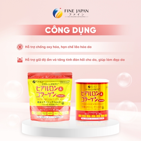 THỰC PHẨM BẢO VỆ SỨC KHỎE HYALURON & COLLAGEN +Q10 FINE JAPAN GÓI 210GR