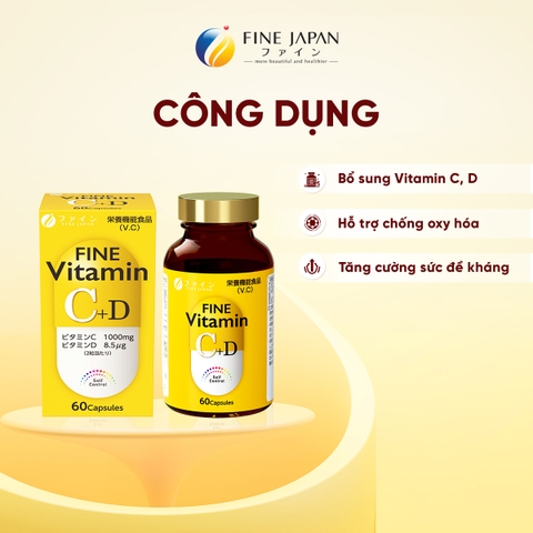 THỰC PHẨM BẢO VỆ SỨC KHỎE FINE VITAMIN C+D FINE JAPAN LỌ 60 VIÊN