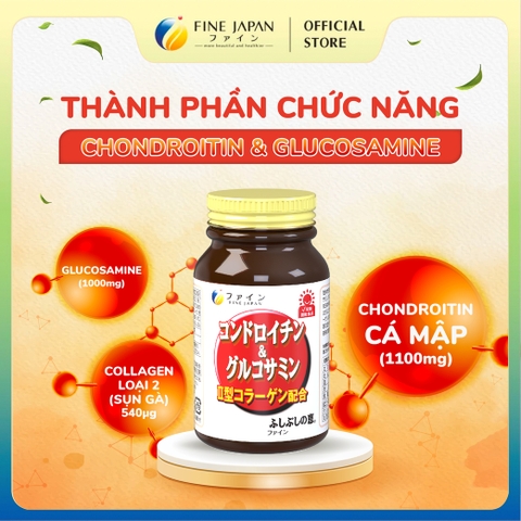 Viên uống sụn cá mập Chondroitin & Glucosamin FINE JAPAN hỗ trợ giảm đau nhức xương khớp lọ 545 viên (36 ngày)