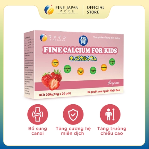 Bột Canxi VN Calcium For Kids FINE JAPAN bổ sung Canxi và dinh dưỡng hộp 20 gói