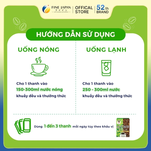 THỰC PHẨM BẢO VỆ SỨC KHỎE GREEN TEA & DIET COFFEE FINE JAPAN HỘP 30 THANH