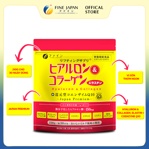 THỰC PHẨM BẢO VỆ SỨC KHỎE HYALURON & COLLAGEN +Q10 FINE JAPAN GÓI 210GR
