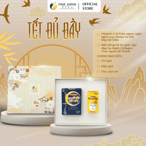 [Hộp quà Tết 2025] FUJI TẾT ĐỦ ĐẦY Fine Japan cho người phụ nữ bạn yêu (collagen đẹp da ngủ sâu, vitamin CD)