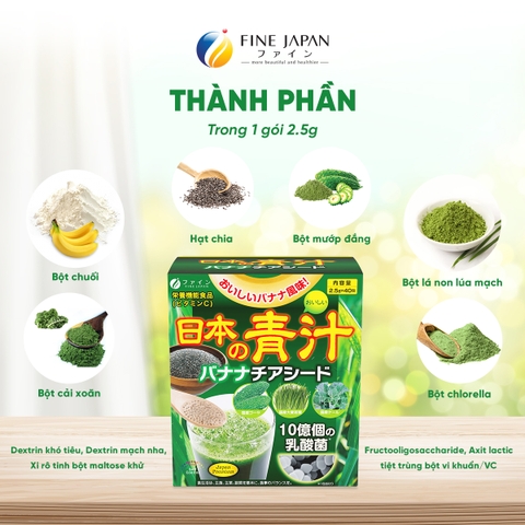 THỰC PHẨM BỔ SUNG JAPANESE GREEN WITH CHIA SEEDS FINE JAPAN HỘP 40 THANH