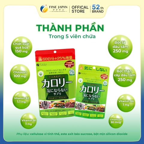 THỰC PHẨM BẢO VỆ SỨC KHỎE CALORIE BURN FINE JAPAN GÓI 150 VIÊN