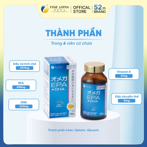 THỰC PHẨM BẢO VỆ SỨC KHỎE FFC OMEGA 3 EPA+DHA FINE JAPAN LỌ 150 VIÊN