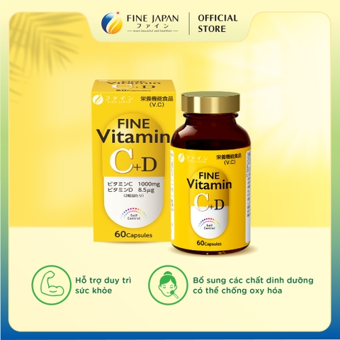 Viên uống Vitamin C&D FINE JAPAN chống suy nhược cơ thể lọ 60 viên (30 ngày)