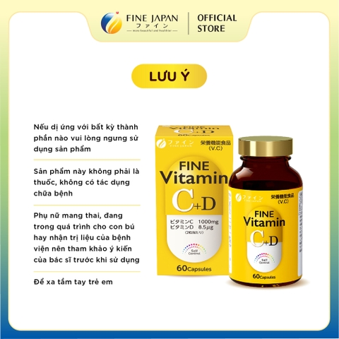 Viên uống Vitamin C&D FINE JAPAN chống suy nhược cơ thể lọ 60 viên (30 ngày)