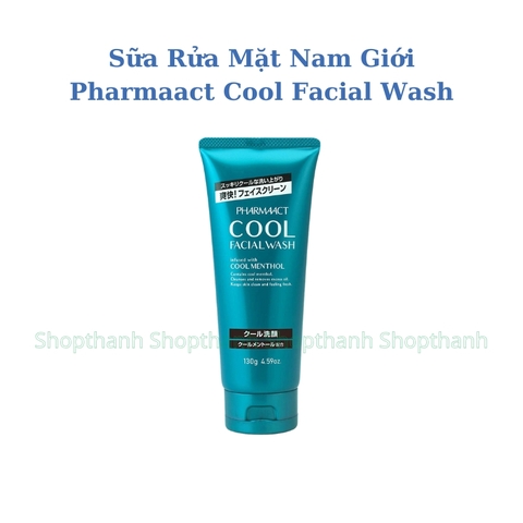 Sữa Rửa Mặt Nam Bạc Hà Mát Lạnh Pharmaact Cool Facial Wash Nhật Bản 130g – Làm Sạch Sâu, Giảm Nhờn, Ngừa Mụn