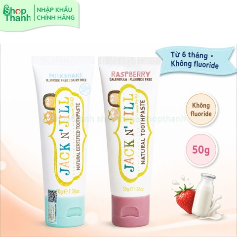Kem Đánh Răng Jack N' Jill 50g - An Toàn Nếu Bé Vô Tình Nuốt, Không Chứa Fluoride, Phù Hợp Từ 6 Tháng